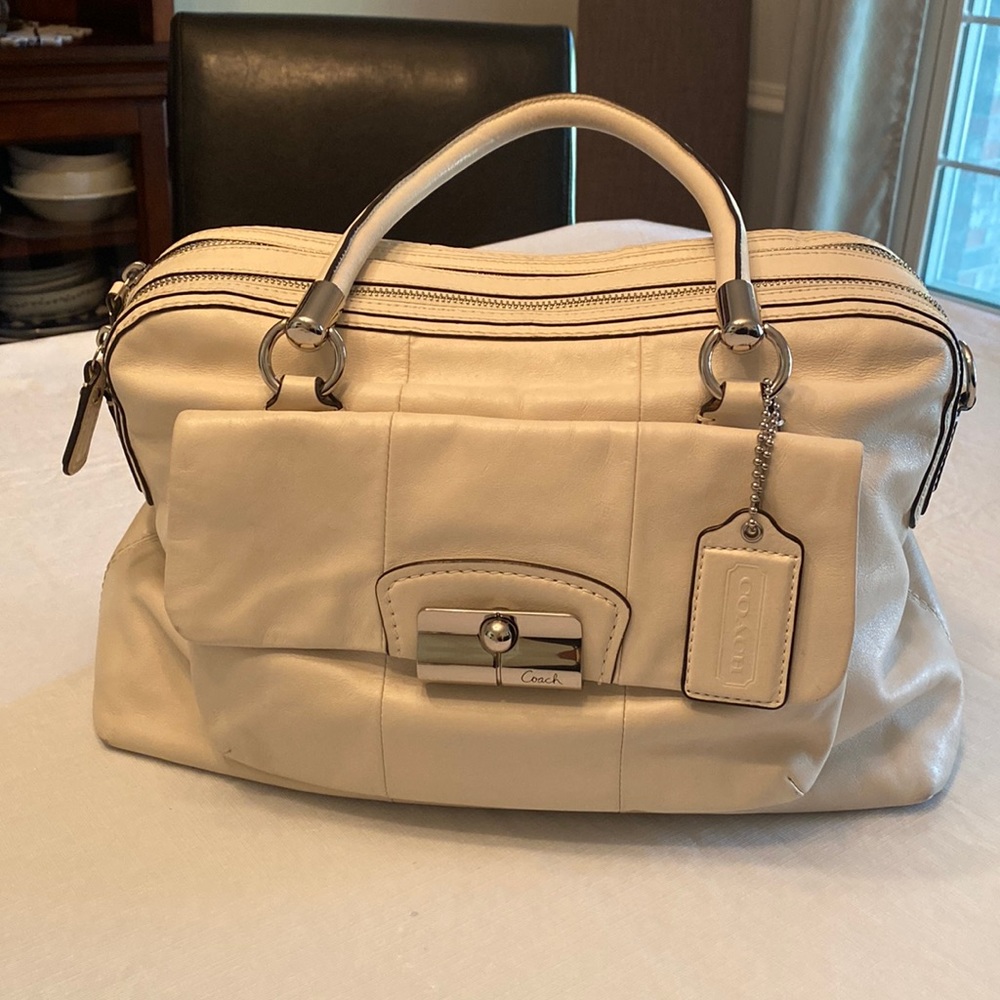 Coach Kristin 14782 Cream Leather Satchel Purse Bag - Picture 2 of 16